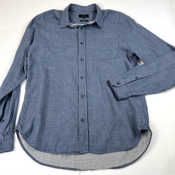 Vince Gauzey Cotton Button Up Shirt Men’s sz M Pacific Blue Lightweight Casual - Picture 5 of 10